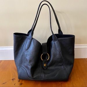 FRYE LARGE BLACK LEATHER TOTE